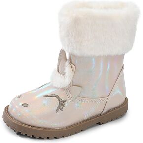 Girls Winter Boots Unicorn Snow Boots for Toddler Girls Side Zipper