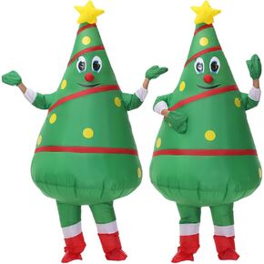 2 Packs Christmas Inflatable Costume Christmas Tree Costume Blow Up Costume for Adult/Christmas/Halloween