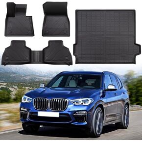 DiffCar® Floor Mats & Cargo Liner for BMW X5 (G05) 2025-2019 (Only for 5 Passenger), All-Weather TPE Car Accessories 4 PCS Set Black