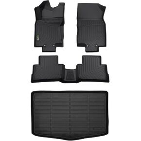 HAFIDI® Floor Mats & Cargo Liner Set Fit for 2017-2022 Nissan Rogue Sport (Cargo Liner Only Fit The Lower Deck) All Weather Protection TPE Car Full Set Floor Liners Custom Accessories - Black