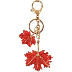 Rhinestone Leaf Keychain Rhinestone Maple Leaf Pendant Key Chain Keychain Fall Plant Keychain Car Accessories Backpack Bag Charm Car Purse Charms