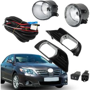 LABLT Clear Fog Lights w/Switch Kit Replacement for Camry 2007 2008 2009 Driver Left and Passenger Right Side Fog Lamp Assembly