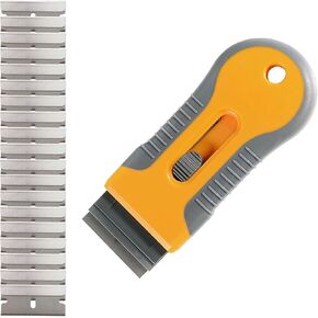 1 Set Retractable Plastic Yellow Spatula Windscreen Sticker Remover Car Glass Old Film Cleaning Squeegee Film Tool With Blade Suitable for Removing Glue Vinyl Adhesive Chip
