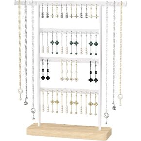 Earring Holder Stand, Earring Organizer Stand, Metal Earring Display Stand, Necklace Bracelet Earrings Jewelry Organizer Stand Rack (58 Holes White)
