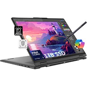 كمبيوتر محمول Lenovo Yoga 7 2 في 1 للمبدع والمصور والمصمم (14 بوصة FHD + شاشة لمس، AMD Ryzen 7 8840HS، ذاكرة وصول عشوائي LPDDR5x سعة 16 جيجابايت، 1 تيرابايت SSD، قلم ستايلس)، كمبيوتر AI، إضاءة خلفية، FP، كاميرا ويب FHD، Win 11 Pro w / مساعد الطيار الآلي
