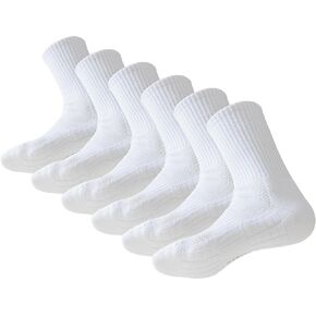 Men’s Socks Crew Socks Breathable Cushion Sports Athletic Socks 6-11 White (6 Pairs)