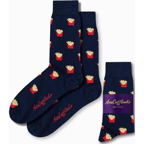 French Fries Socks Fast Food Lover | Burger Junk Food for Men | Fried Chips Sock | Present for Work Colleague | Bday Gift for Guys (Fries)
