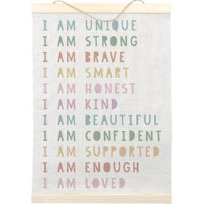 LKETW Inspirational Boho Poster Hanger Frame 12x16 Inch, Kids Room Wall Art, Nursery Wall Art with Wooden Frames, Positive Affirmations Hanging Banner Decor for Dorm Nursery Toddler Room