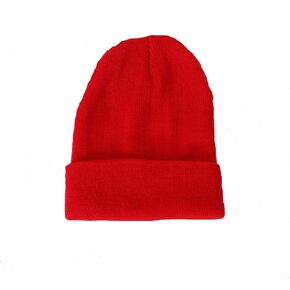 Warm Winter Hat Knit Plain Skull Beanie Toboggan Knit Hat for Men and Women (Red)