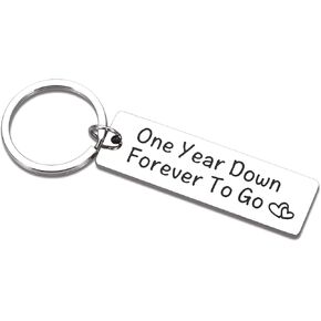 Sweetest Day Gifts for Boyfriend Girlfriend 1 Year Anniversary for Him Her One Year Paper Anniversary Keychain Gifts for Husband Wife Happy Anniversary Women Men Couples One Year down Forever to Go