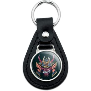 GRAPHICS & MORE Black Leather Samurai Warrior Japanese Demon Oni Mask Keychain