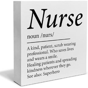Nurse Definition Decorative Wooden Box Sign Wood Block Plaque Desk Decor Home Office Shelf or Wall Display, Nurse Appreciation Grad Farewell Gift