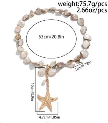 RTY Gold Starfish Sea Shell Conch Pendant Necklace and Earrings Bracelet Set Oversized Shells Conch Sea Star Necklace Chunky Conch Stud Earrings Summer Beach Trendy Stuff in Kuwait