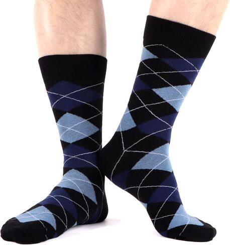 WeciBor Men's Dress Patterned Cotton Fashion Fun Colorful Crew Socks 6 Pack in Kuwait