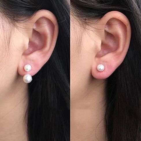 Nova&Aria Women's Shell Dangle Drop Earrings Sterling Silver Round Pearl Necklace Solitaire Earrings Jewelry Gifts in Kuwait