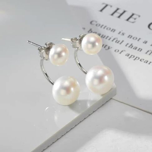 Nova&Aria Women's Shell Dangle Drop Earrings Sterling Silver Round Pearl Necklace Solitaire Earrings Jewelry Gifts in Kuwait