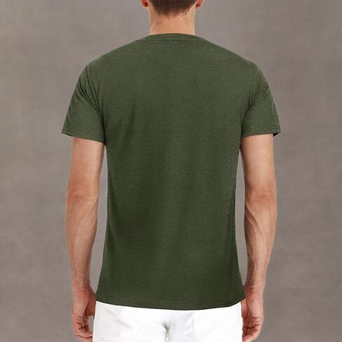 Mens Casual Short Sleeve Henley Shirts Fashion Button T Shirts with Pocket in Kuwait