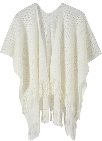 Fomolom Women Swimsuit Crochet Swim Cover Up Bathing Suit Beach Swimwear Knitted Cardigan Shawl Wrap with Fringes in Kuwait