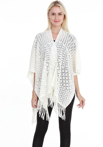 Fomolom Women Swimsuit Crochet Swim Cover Up Bathing Suit Beach Swimwear Knitted Cardigan Shawl Wrap with Fringes in Kuwait