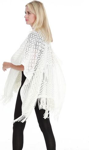 Fomolom Women Swimsuit Crochet Swim Cover Up Bathing Suit Beach Swimwear Knitted Cardigan Shawl Wrap with Fringes in Kuwait