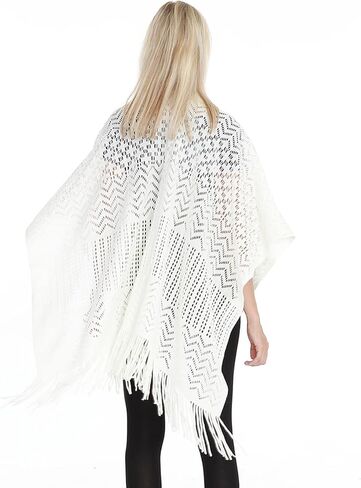 Fomolom Women Swimsuit Crochet Swim Cover Up Bathing Suit Beach Swimwear Knitted Cardigan Shawl Wrap with Fringes in Kuwait