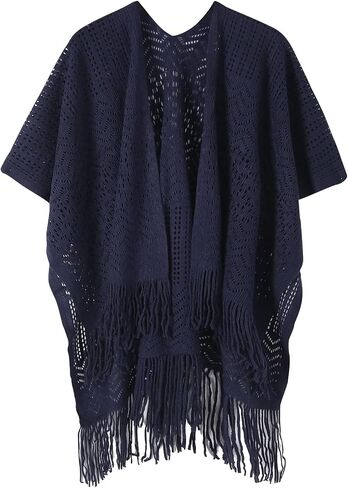 Fomolom Women Swimsuit Crochet Swim Cover Up Bathing Suit Beach Swimwear Knitted Cardigan Shawl Wrap with Fringes in Kuwait