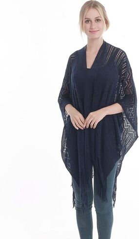 Fomolom Women Swimsuit Crochet Swim Cover Up Bathing Suit Beach Swimwear Knitted Cardigan Shawl Wrap with Fringes in Kuwait
