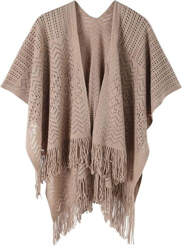 Fomolom Women Swimsuit Crochet Swim Cover Up Bathing Suit Beach Swimwear Knitted Cardigan Shawl Wrap with Fringes in Kuwait