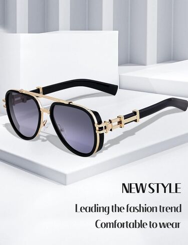 Polarized Aviator Sunglasses UV400 Protection for Men, Women - Vintage Gold Frame, Trendy Shades for Driving, Everyday Wear in Saudi Arabia