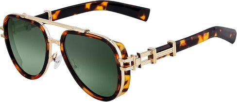 Polarized Aviator Sunglasses UV400 Protection for Men, Women - Vintage Gold Frame, Trendy Shades for Driving, Everyday Wear in Saudi Arabia