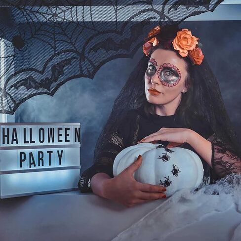 Acenail Halloween Floral Headband Veil Women Flower Crown Skull Cosplay Headpiece Day of the Dead Mexican Headband in Saudi Arabia