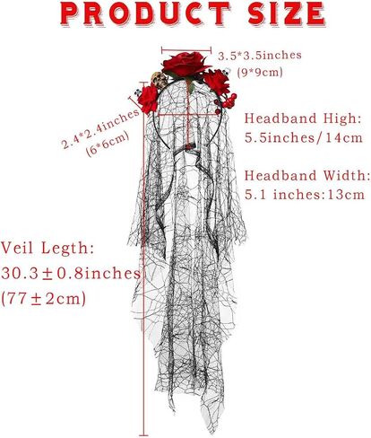 Acenail Halloween Floral Headband Veil Women Flower Crown Skull Cosplay Headpiece Day of the Dead Mexican Headband in Saudi Arabia