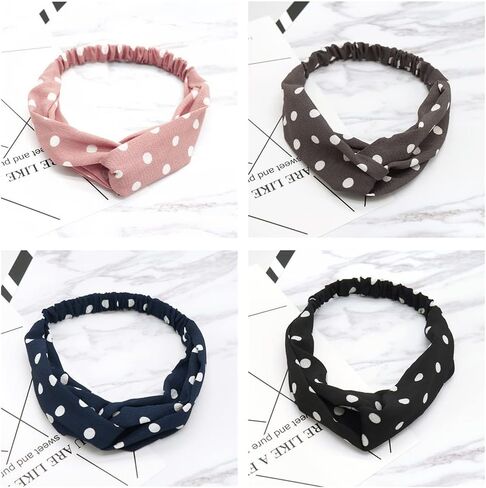 Saycker 5pcs Bohemia Hairband, Fashion Casual Polka Dot Headband Elastic Hair Bands, Cute Hair Wrap for Girls Hair Accessories(Multicolor) in Saudi Arabia