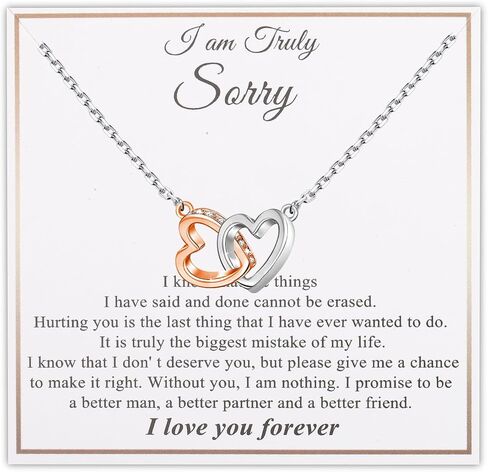 PLITI Sorry Gift Apology Gift Forgiveness Gift I am Truly Sorry Interlocking Heart Necklace For Soulmate in Saudi Arabia