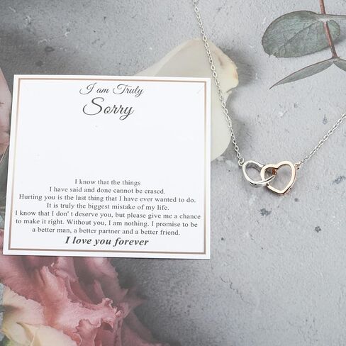 PLITI Sorry Gift Apology Gift Forgiveness Gift I am Truly Sorry Interlocking Heart Necklace For Soulmate in Saudi Arabia