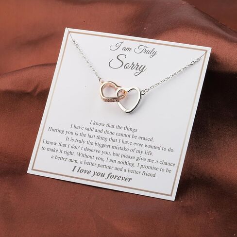 PLITI Sorry Gift Apology Gift Forgiveness Gift I am Truly Sorry Interlocking Heart Necklace For Soulmate in Saudi Arabia