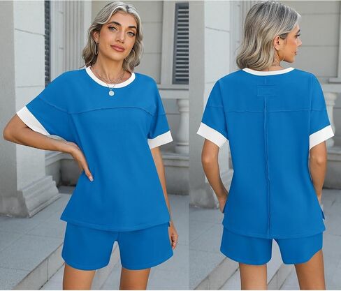 Rapbin Comfy Summer Sets with Pockets Color Block Design Matching 2 Piece Sets with Drawstring Waist in Saudi Arabia