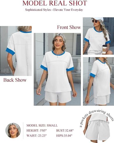 Rapbin Comfy Summer Sets with Pockets Color Block Design Matching 2 Piece Sets with Drawstring Waist in Saudi Arabia