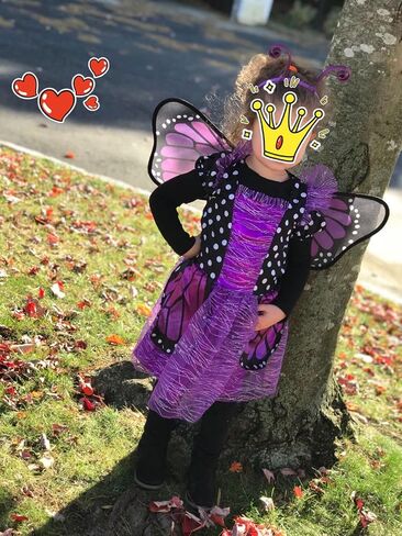 ALVOGIMOR Girls Beautiful Butterfly Costume,Fairy Monarch Butterfly Role Play Costume Including Wing and Headband in Saudi Arabia