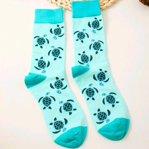 Beach Socks, Vacation Sea Turtle Mismatched Asymmetric Socks Funny Creative Unique Crew Ankle Dress Cute Novelty in Saudi Arabia