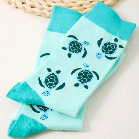 Beach Socks, Vacation Sea Turtle Mismatched Asymmetric Socks Funny Creative Unique Crew Ankle Dress Cute Novelty in Saudi Arabia