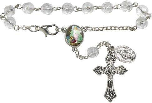 Blessed Mother Mary One Decade Auto Glass Blue beads Rosary- Travel Protection RearView Mirror Accessory - Includes St Christipher Prayer Card (Blue Crystal) in Saudi Arabia