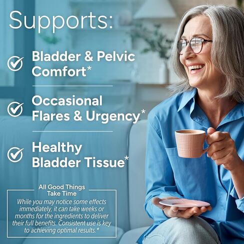 Bladder & Pelvic Discomfort Formula - Supports Less Flares & Urgency* - Premium Supplement for Bladder & Urinary Health - USA Manufactured & Third-Party Tested - 120 Capsules in Saudi Arabia