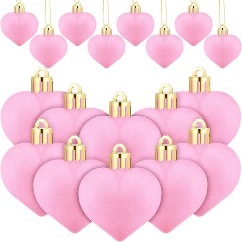 36 قطعة من زخارف القلب المخملية لعيد الحب، زينة شجرة عيد الحب الصغيرة، زخارف معلقة وردية صغيرة لحفلات الذكرى السنوية لعيد الحب، ديكور شجرة صغيرة in Kuwait