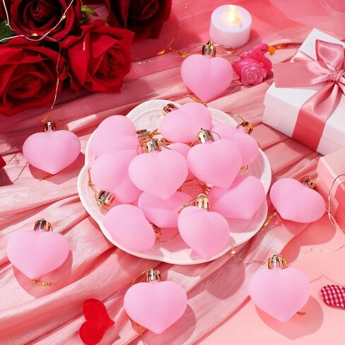 36 قطعة من زخارف القلب المخملية لعيد الحب، زينة شجرة عيد الحب الصغيرة، زخارف معلقة وردية صغيرة لحفلات الذكرى السنوية لعيد الحب، ديكور شجرة صغيرة in Kuwait