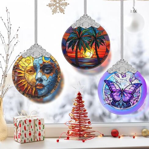 Religious Ornament, Christian Christmas Ornament, Cross Christmas Decoration, Ornaments for Christmas Tree, Stained Glass Ornament, Heirloom Keepsake, Gift Exchange, Gift Ideas, Bauble Present in Saudi Arabia
