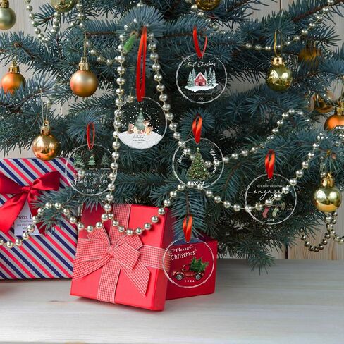 Christmas Ornament 2024, Red Truck Glass Christmas Tree Ornament with Ribbon for Christmas Tree Decoration, Decorative Hanging 2024 Annual Holiday Keepsake Gift, 2024 Christmas Ornament for Xmas Decor in Saudi Arabia