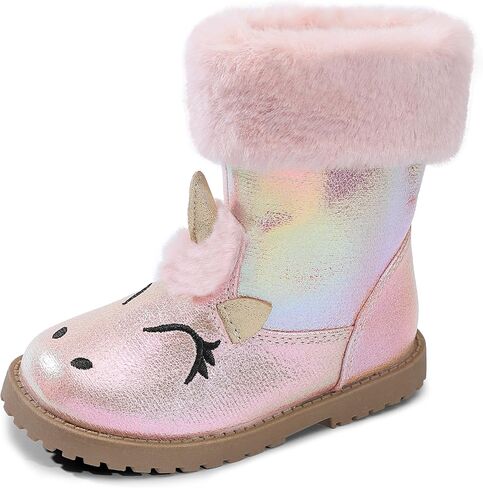 Girls Winter Boots Unicorn Snow Boots for Toddler Girls Side Zipper in Kuwait