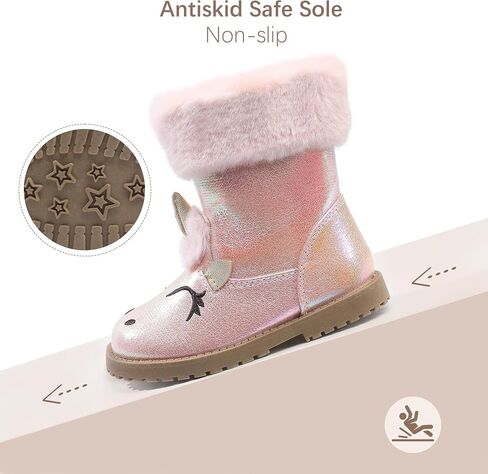 Girls Winter Boots Unicorn Snow Boots for Toddler Girls Side Zipper in Kuwait