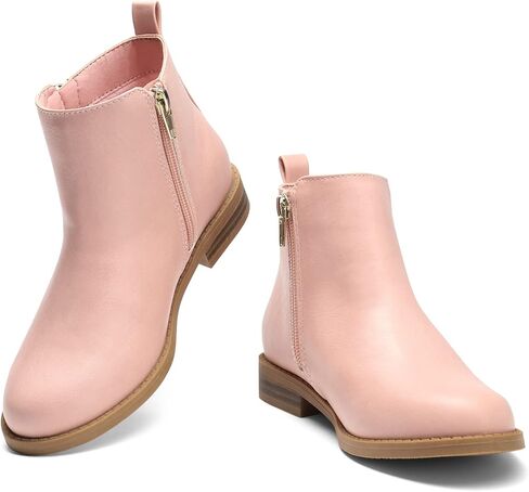 أحذية DREAM PAIRS للفتيات للكاحل مع سحاب جانبي وكعب منخفض للأطفال الصغار/الأطفال الصغار/الأطفال الكبار in Saudi Arabia